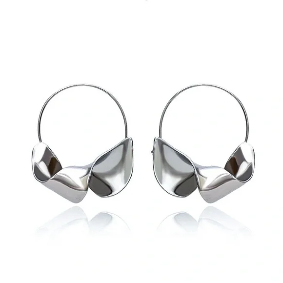 Any 3/$25! Silver Twisted Ribbon Hoop Earrings - Picture 4 of 8